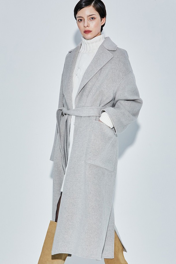 cordinary - 코트 - Cashmere out pocket belted coat - oatgrey