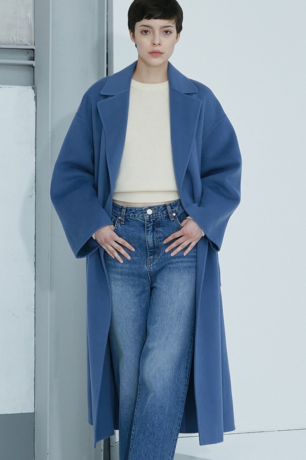 cordinary - 코트 - Cashmere out pocket belted coat - blue