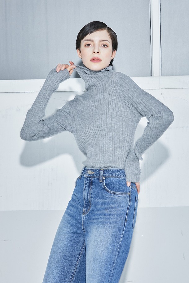 cordinary - 니트 / 가디건 - Cashmere soft turtleneck - melangegrey