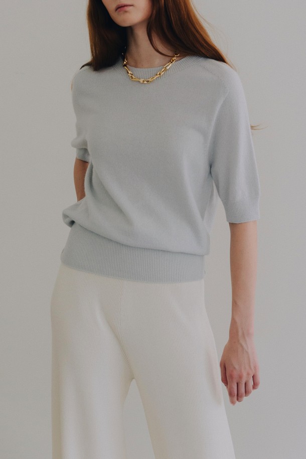 LEHEE - 스웨터 - [21FW] italy cashmere 100% - crew.neck knit (mint)