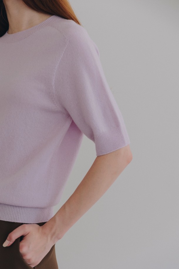 LEHEE - 스웨터 - [21FW] italy cashmere 100% - crew.neck knit (lavender)