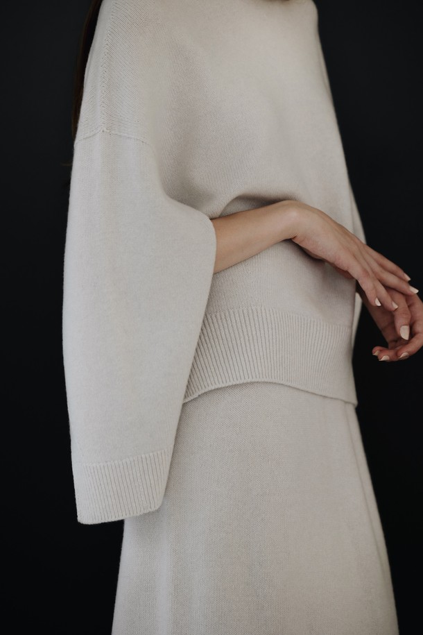 LEHEE - 스웨터 - [21FW] italy cashmere - cape knit (ivory)