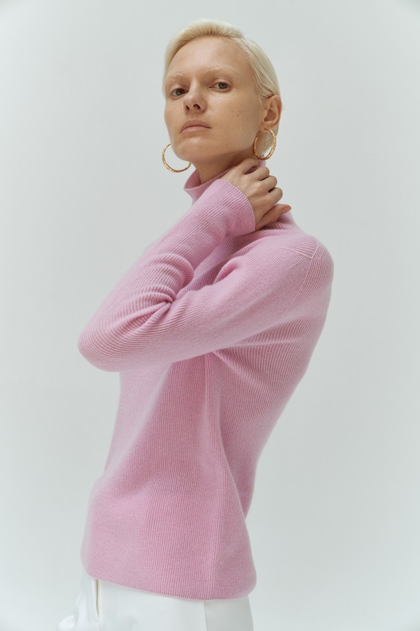 LEHEE - 터틀넥 - turtle basic pullover(pink) - italy cashmere 100%