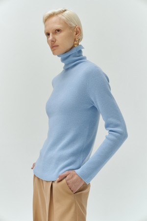 turtle basic pullover (blue) -italy cashmere 100% 