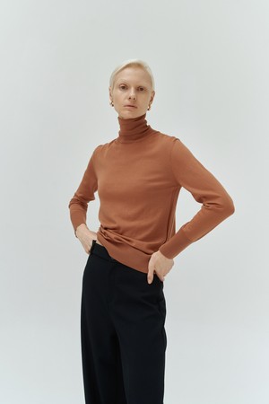 tuetle fine pullover(bric)- super fine wool 100% -