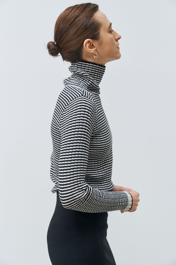 LEHEE - 터틀넥 - stripe turtle knit -cashmere 20%