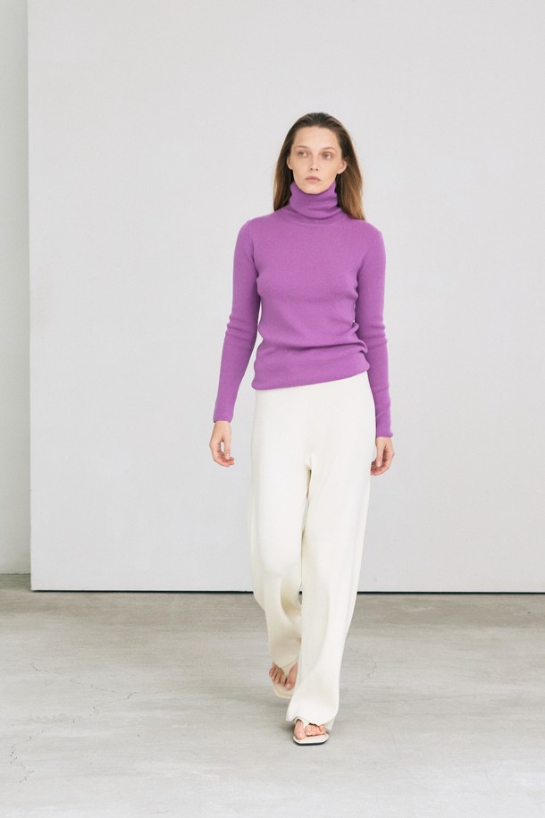 LEHEE - 스웨터 - Rib turtle pullover - 2/46 italy  cashmere 100% (purple)