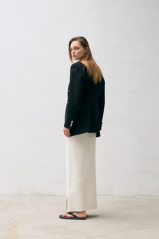 LEHEE - 롱스커트 - super fine long skirt - italy merino wool 100%   (ivory)