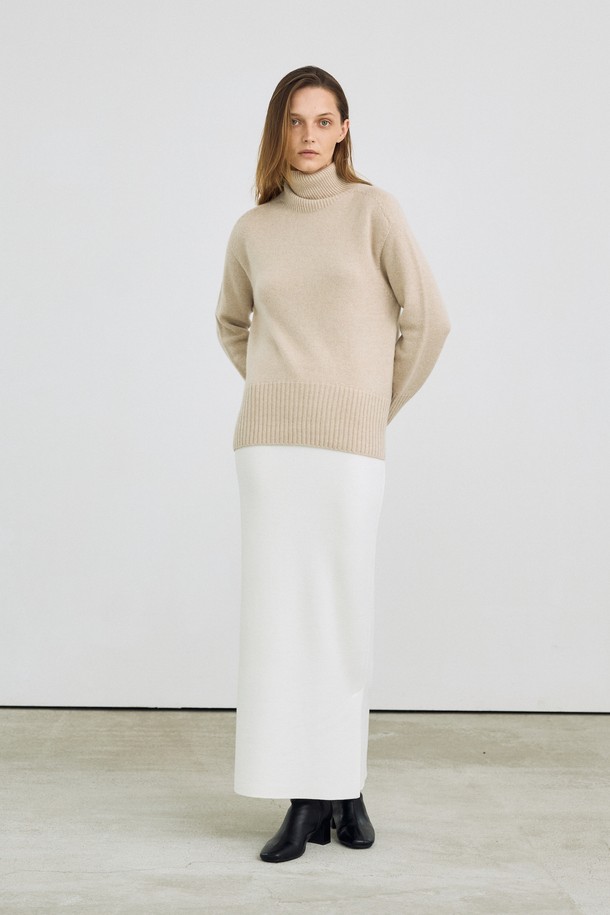 LEHEE - 롱스커트 - super fine long skirt - italy merino wool 100%   (ivory)