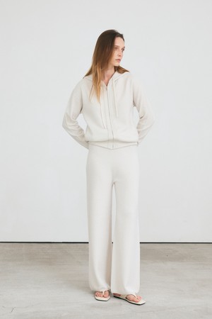 semi wide knit pants -  italy cashmere 100% (ivory)