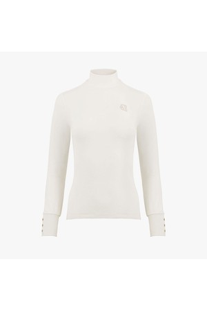 [단독]하프넥 부클 로고 티셔츠 (크림)_IVORY-a