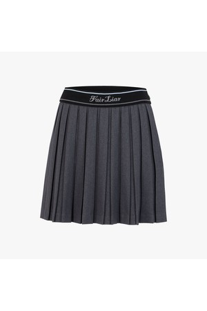 로고 밴드 플리츠 스커트 (차콜)_GREY-a