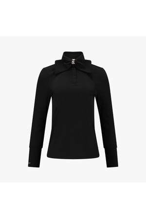 앞 리본 티셔츠 (블랙)_BLACK-a