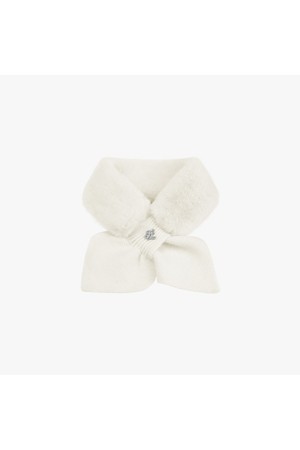 로고 니트 퍼 머플러 (아이보리)_IVORY-a