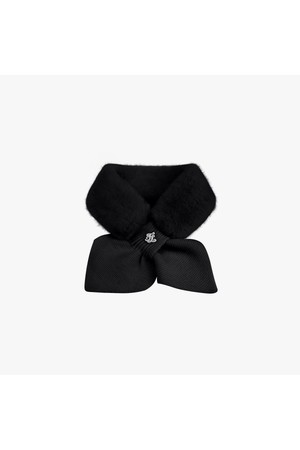 로고 니트 퍼 머플러 (블랙)_BLACK-a