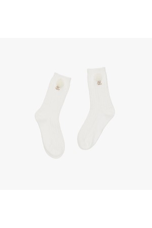 퍼 방울 앵클 삭스 (아이보리)_IVORY-a