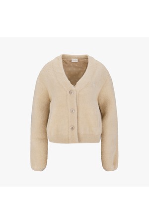 헤어리 브이넥 가디건 (베이지)_BEIGE-a