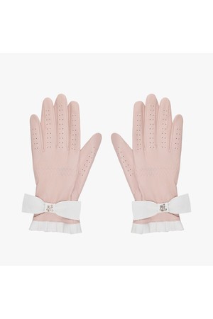 리본 컬러 양피 장갑 (핑크)_PINK-a