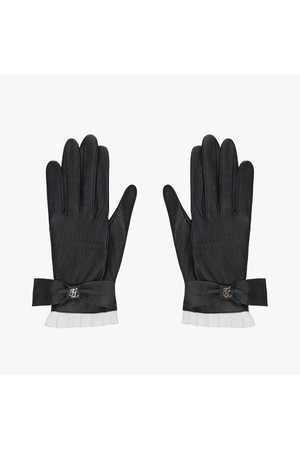 리본 컬러 양피 장갑 (블랙)_BLACK-a