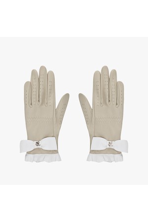 리본 컬러 양피 장갑 (베이지)_BEIGE-a