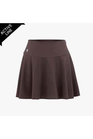 하이웨스트 저지 플레어 스커트 (브라운)_BROWN-a