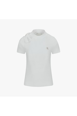 쉬폰 리본 캡소매 니트 (화이트)_WHITE-a