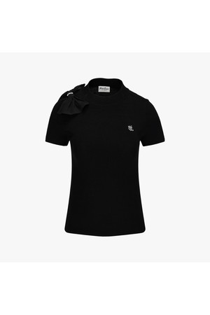 쉬폰 리본 캡소매 니트 (블랙)_BLACK-a