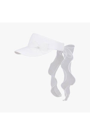 진주 리본 오간자 바이저 (화이트)_WHITE-a