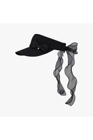 진주 리본 오간자 바이저 (블랙)_BLACK-a