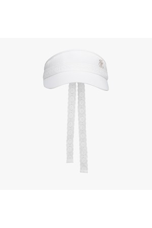 레이스 스캘럽 리본 바이저 (화이트)_WHITE-a