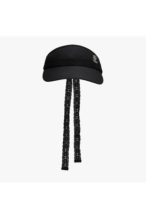 레이스 스캘럽 리본 바이저 (블랙)_BLACK-a