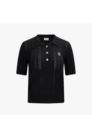 스카시 리본 버튼 반팔 니트 (블랙)_BLACK-a