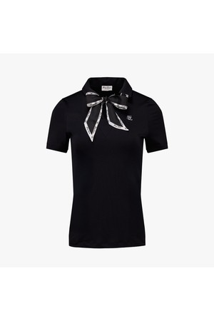 스카프 세트 브이넥 티셔츠 (블랙)_BLACK-a