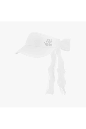 오간자 리본 진주 바이저 (화이트)_WHITE-a