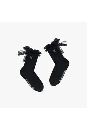 레이스 리본 썸머 앵클 삭스 (블랙)_BLACK-a