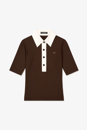 람다 여성 슬림 크라운 폴로 하프 슬리브 골프셔츠 월넛브라운 52519_BROWN-a