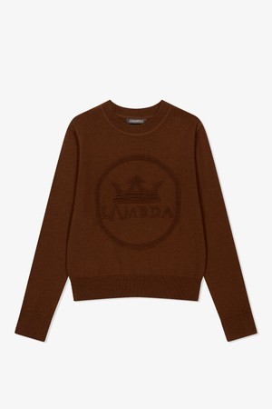 람다 여성 크라운 엠브레이스 메리노울 골프 니트 클래식브라운 52514_BROWN-a