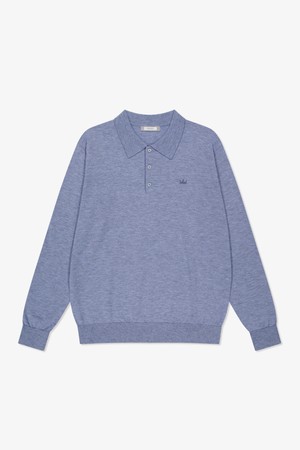 람다 남성 메리노울 골프 니트 폴로 긴팔 셔츠 아틱블루 52439_BLUE-a