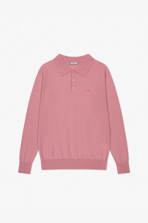 람다 남성 메리노울 골프 니트 폴로 긴팔 셔츠 빈티지로즈 52465_PINK-a