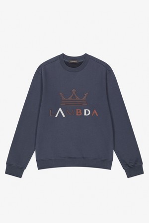 람다 남성 아트웍 스웨트셔츠 기모 스톰인디고 52457 골프 맨투맨 긴팔 스웨트셔츠_NAVY-a