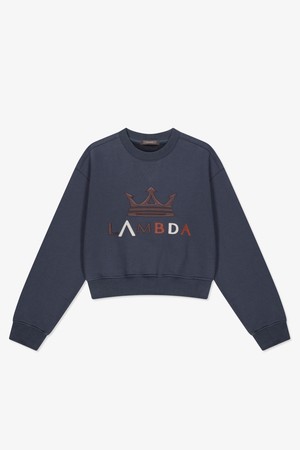 람다 여성 아트웍 스웨트셔츠 기모 스톰인디고 52530 골프 맨투맨 크롭 긴팔 스웨트셔츠_NAVY-a