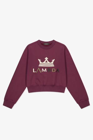 람다 여성 아트웍 스웨트셔츠 기모 가넷버건디 52529 골프 맨투맨 크롭 긴팔 스웨트셔츠_WINE-a