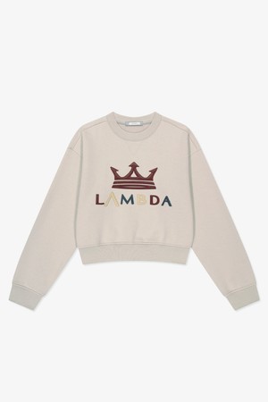 람다 여성 아트웍 스웨트셔츠 기모 클라우드그레이 52528 골프 맨투맨 크롭 긴팔 스웨트셔츠_GREY-a