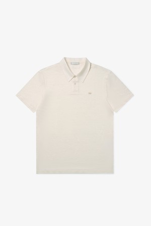 람다 남성 시그니처 리넨 폴로 2버튼 크림아이보리 26113 골프 리넨 카라셔츠 반팔_IVORY-a