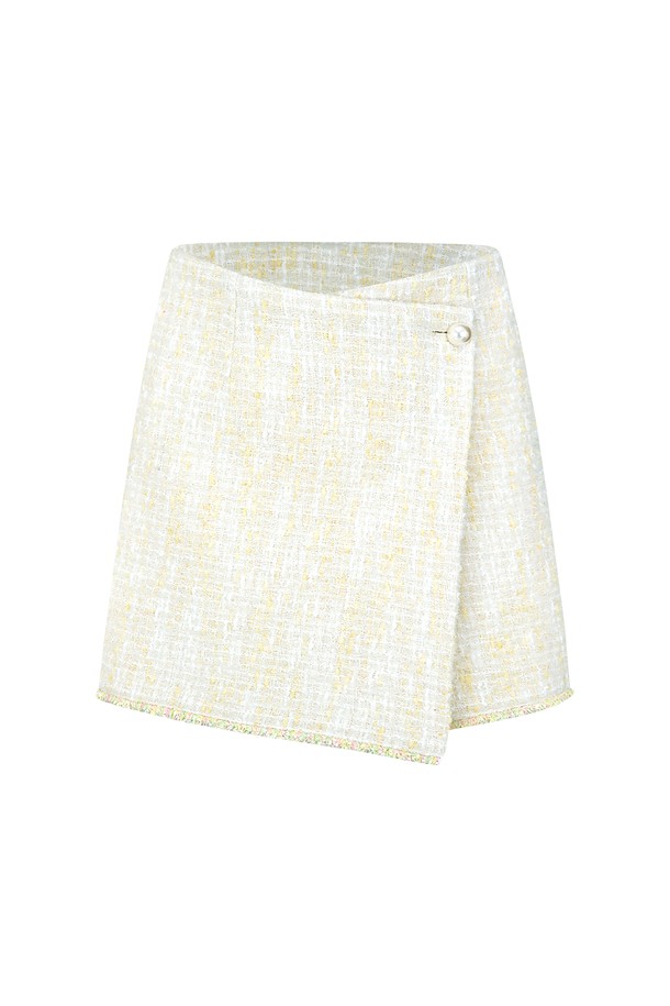 MARGARIN FINGERS - 미니스커트 - [22SS] LEMON TWEED WRAP SKIRT (LIGHT YELLOW)