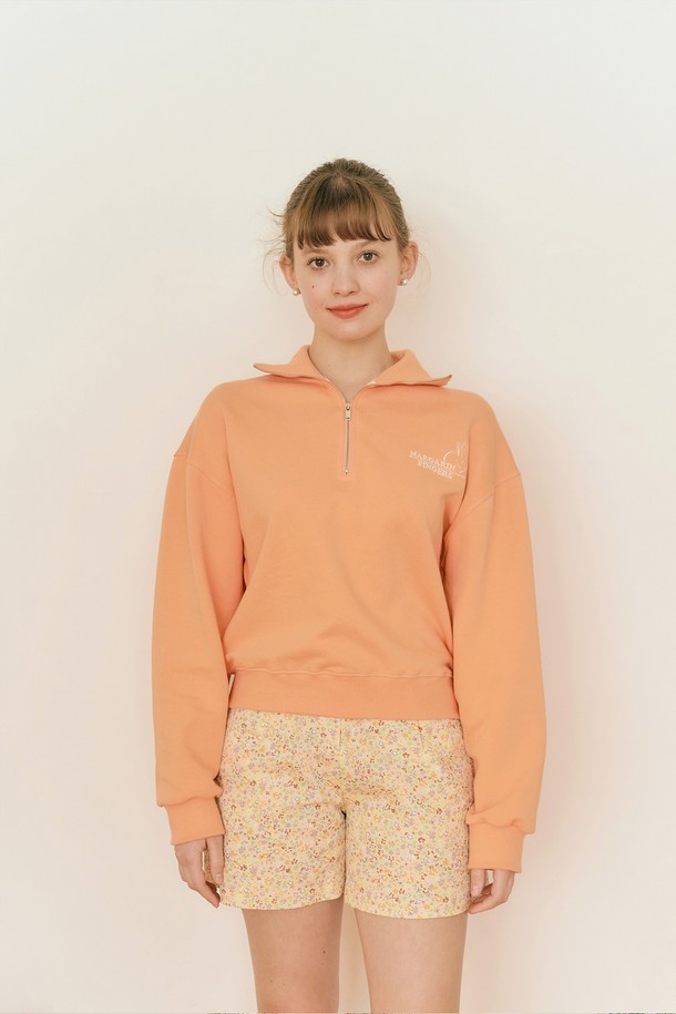 MARGARIN FINGERS - 스웻셔츠 - [22SS] RABBIT LOGO HALF ZIP UP (LIGHT ORANGE)