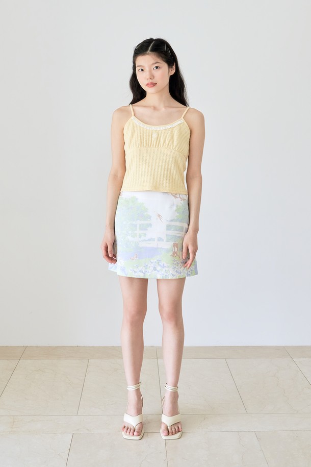 MARGARIN FINGERS - 미니스커트 - [22SS CAPSULE] LOW RISE GARDEN SKIRT (GREEN)