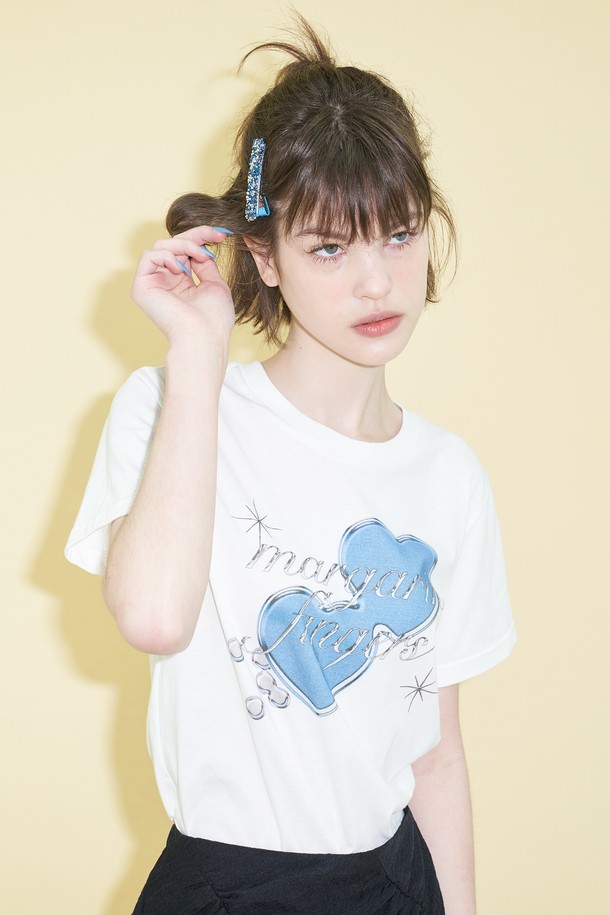 MARGARIN FINGERS - 반소매 티셔츠 - [22SS SUMMER] METAL HEART T-SHIRT (WHITE)