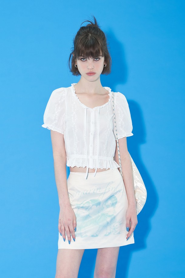 MARGARIN FINGERS - 미니스커트 - [22SS SUMMER] TWIN GRAPHIC SKIRT (CREAM)