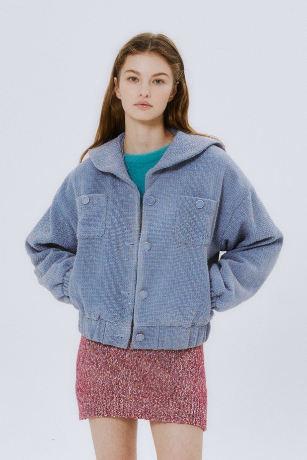 MARGARIN FINGERS - 점퍼 - [22FW] SAILOR TWEED BLOUSON (LIGHT BLUE)